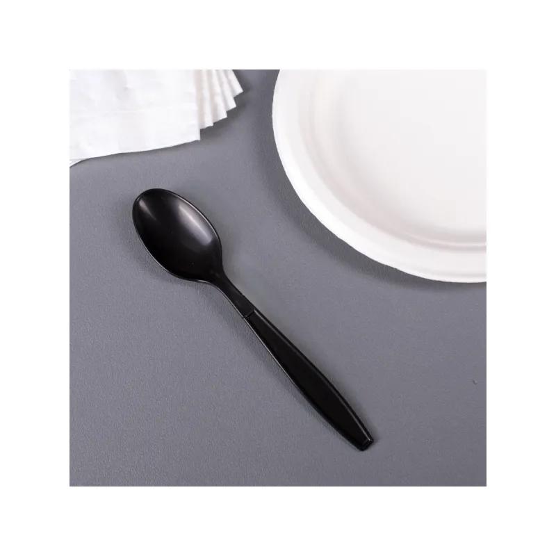 Karat® Teaspoon PP Black Extra Heavy 100 Count/Bag 10 Bags/Case 1000 Count/Case