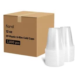Karat® U-Rim Cold Cup 12 OZ PP Translucent 95MM 2000/Case