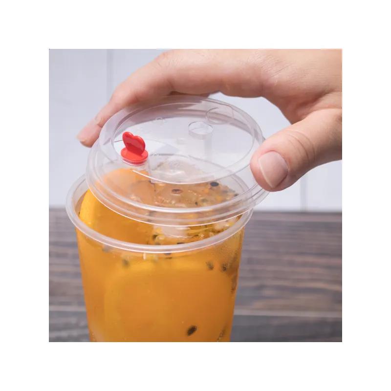 Karat® Lid Dome 90MM Plastic Clear For 16-24 OZ Cup With Red Stopper Sip Through 1000/Case