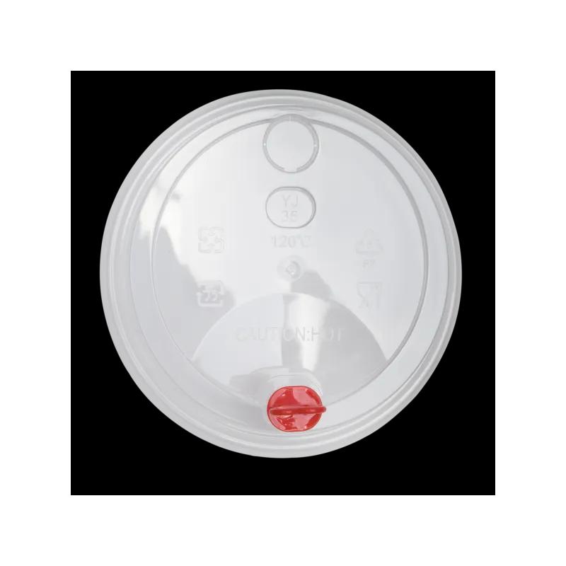 Karat® Lid Dome 90MM Plastic Clear For 16-24 OZ Cup With Red Stopper Sip Through 1000/Case