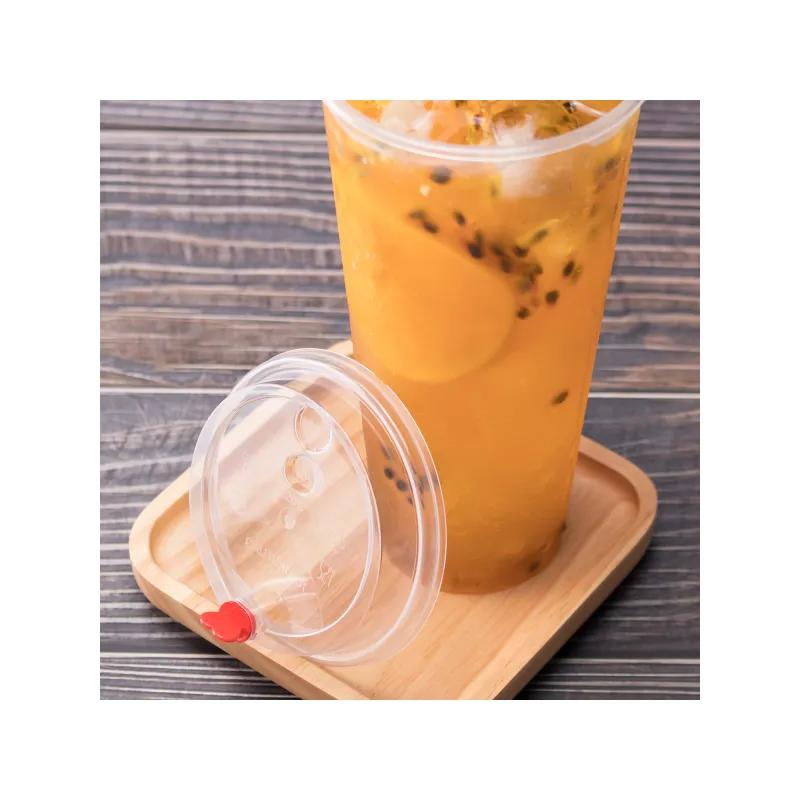 Karat® Lid Dome 90MM Plastic Clear For 16-24 OZ Cup With Red Stopper Sip Through 1000/Case