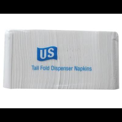 Dispenser Napkins 6X13.5 IN White Paper 1PLY Tall Fold 10000/Case