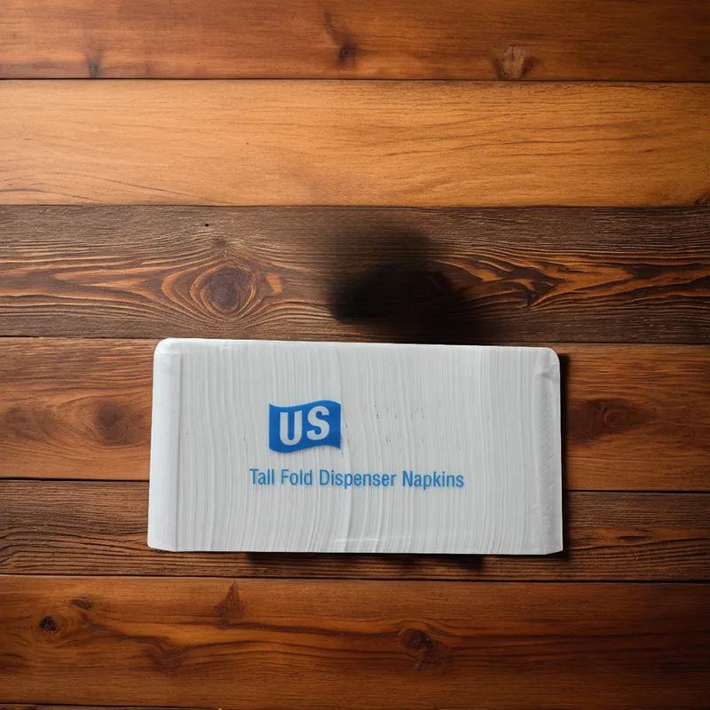 Dispenser Napkins 6X13.5 IN White Paper 1PLY Tall Fold 10000/Case
