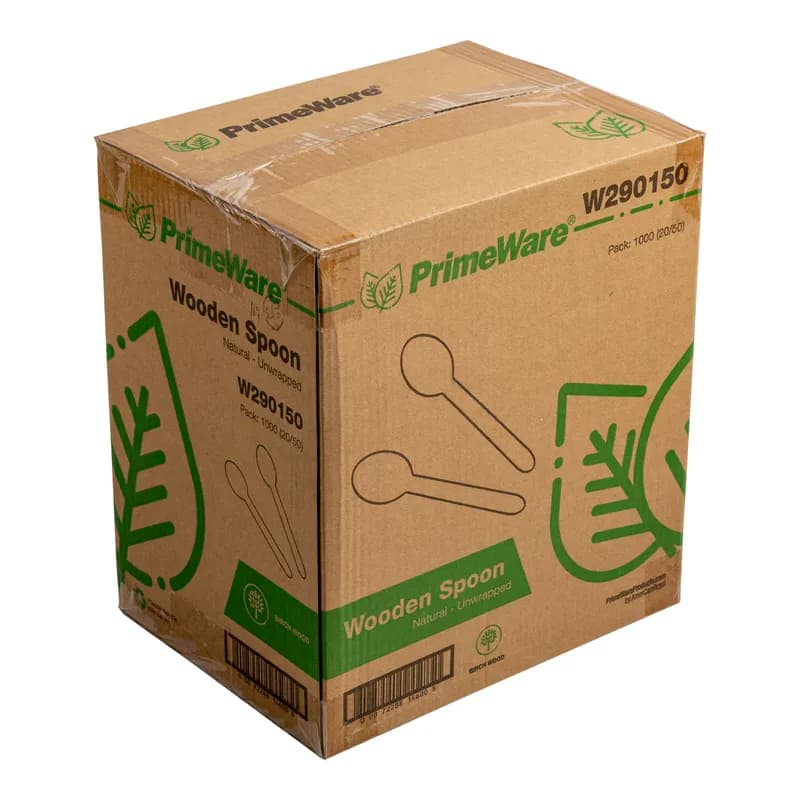 PrimeWare® Spoon 6.1 IN Wood 50 Count/Pack 20 Packs/Case 1000 Count/Case