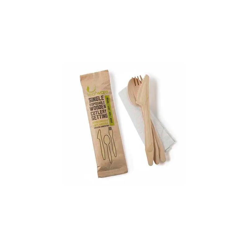 Victoria Bay 4PC Cutlery Kit Wood Bamboo With Napkin,Fork,Spoon,Knife 200/Case