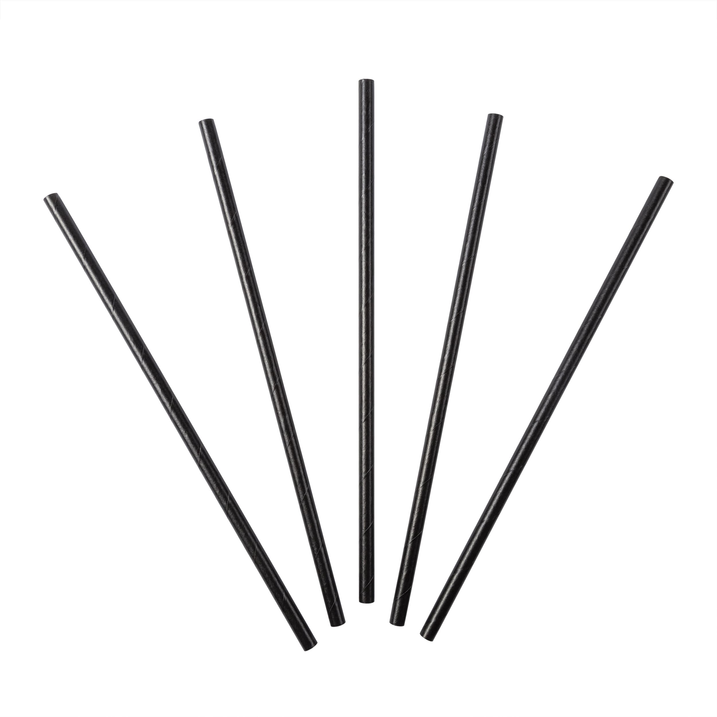 PrimeWare® Jumbo Straw 7.75 IN Paper Black Unwrapped 500 Count/Pack 8 Packs/Case 4000 Count/Case