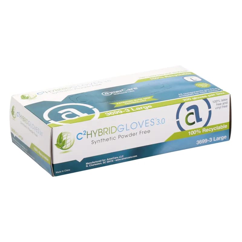 Gloves Large (LG) Synthetic Powder-Free Hybrid Diamond Grip 200 Count/Pack 5 Packs/Case 1000 Count/Case