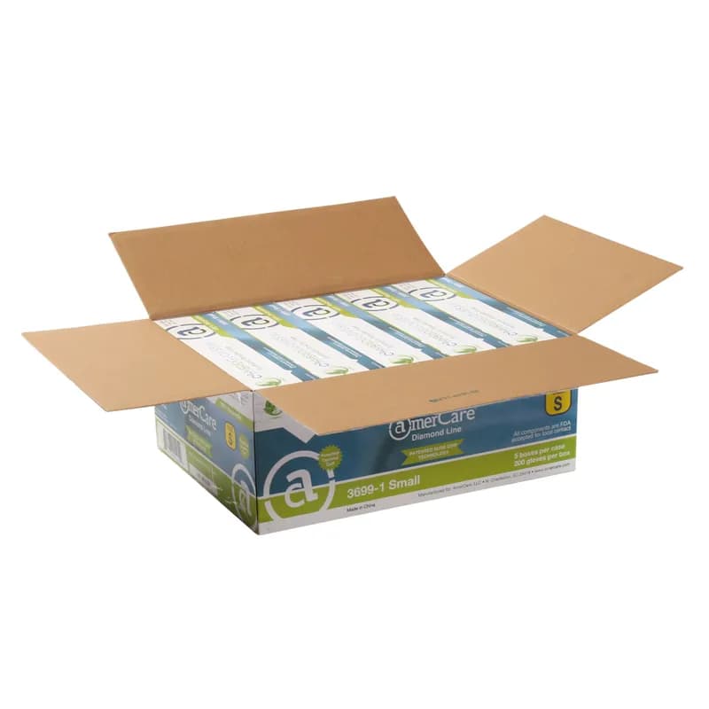 Gloves Small (SM) Synthetic Powder-Free Hybrid Diamond Grip 200 Count/Pack 5 Packs/Case 1000 Count/Case