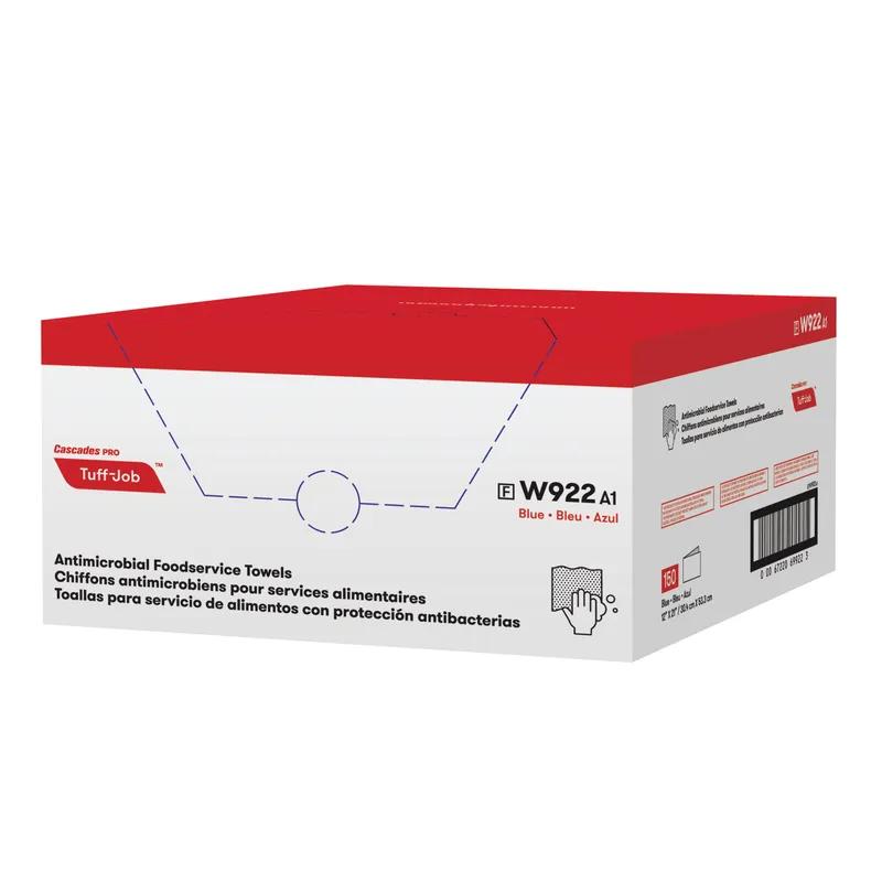 Cascades PRO Tuff-Job® Foodservice Towel 21X12 IN Blue 1/4 Fold Antimicrobial Classic 150 Count/Box