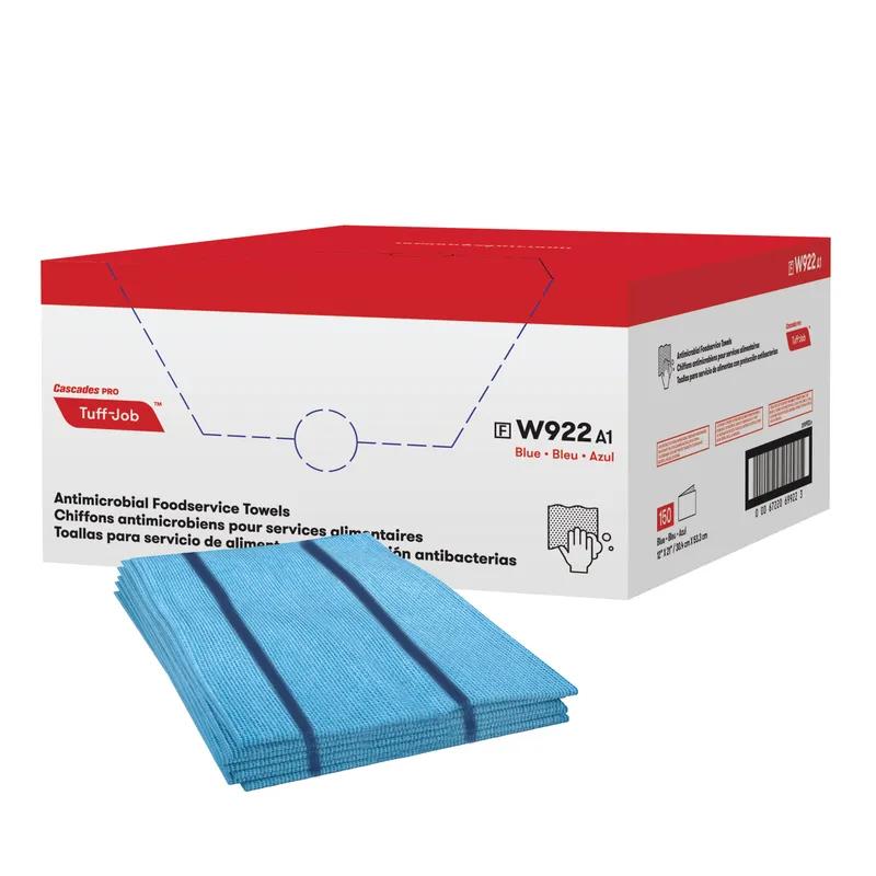 Cascades PRO Tuff-Job® Foodservice Towel 21X12 IN Blue 1/4 Fold Antimicrobial Classic 150 Count/Box