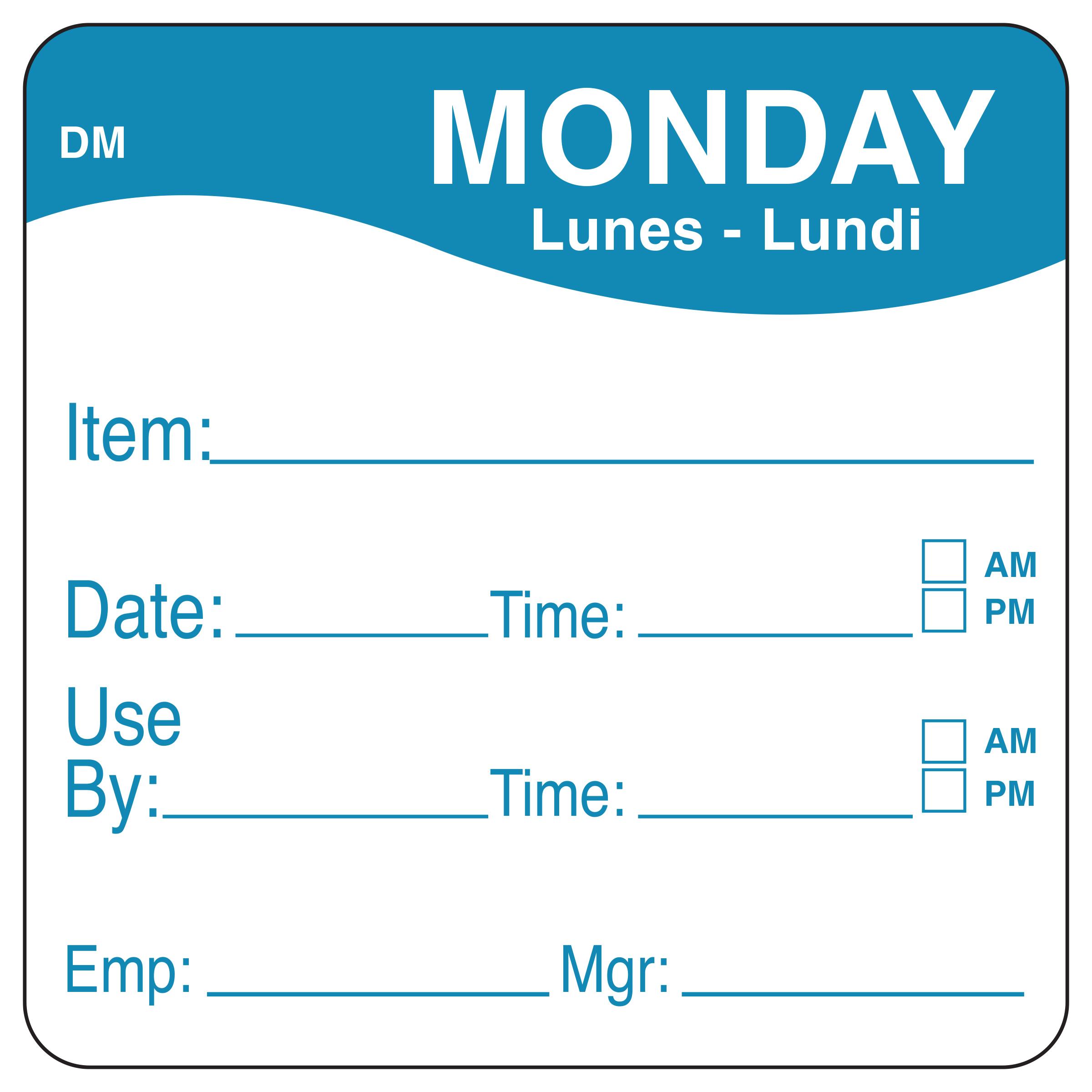 DissolveMark® Monday Label 2X2 IN 250/Roll