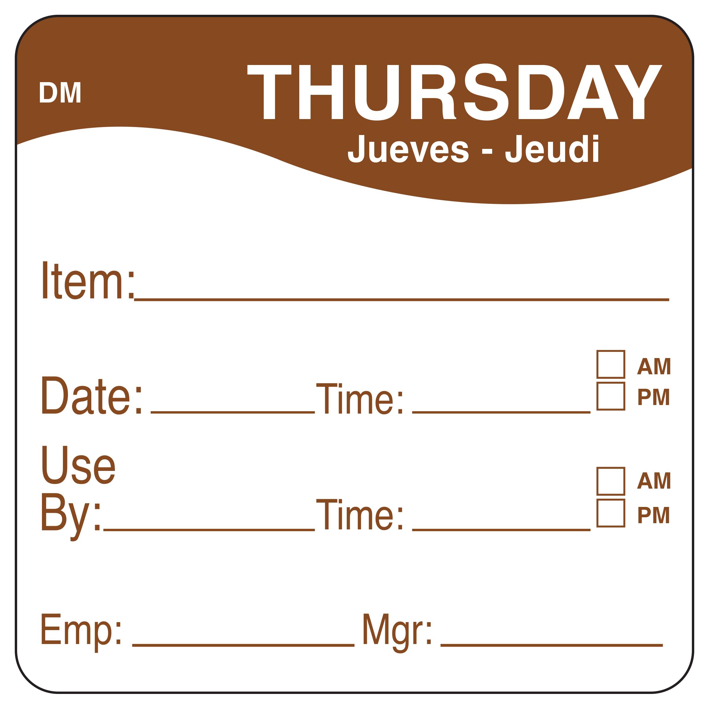 DissolveMark® Thursday Label 2X2 IN 250/Roll