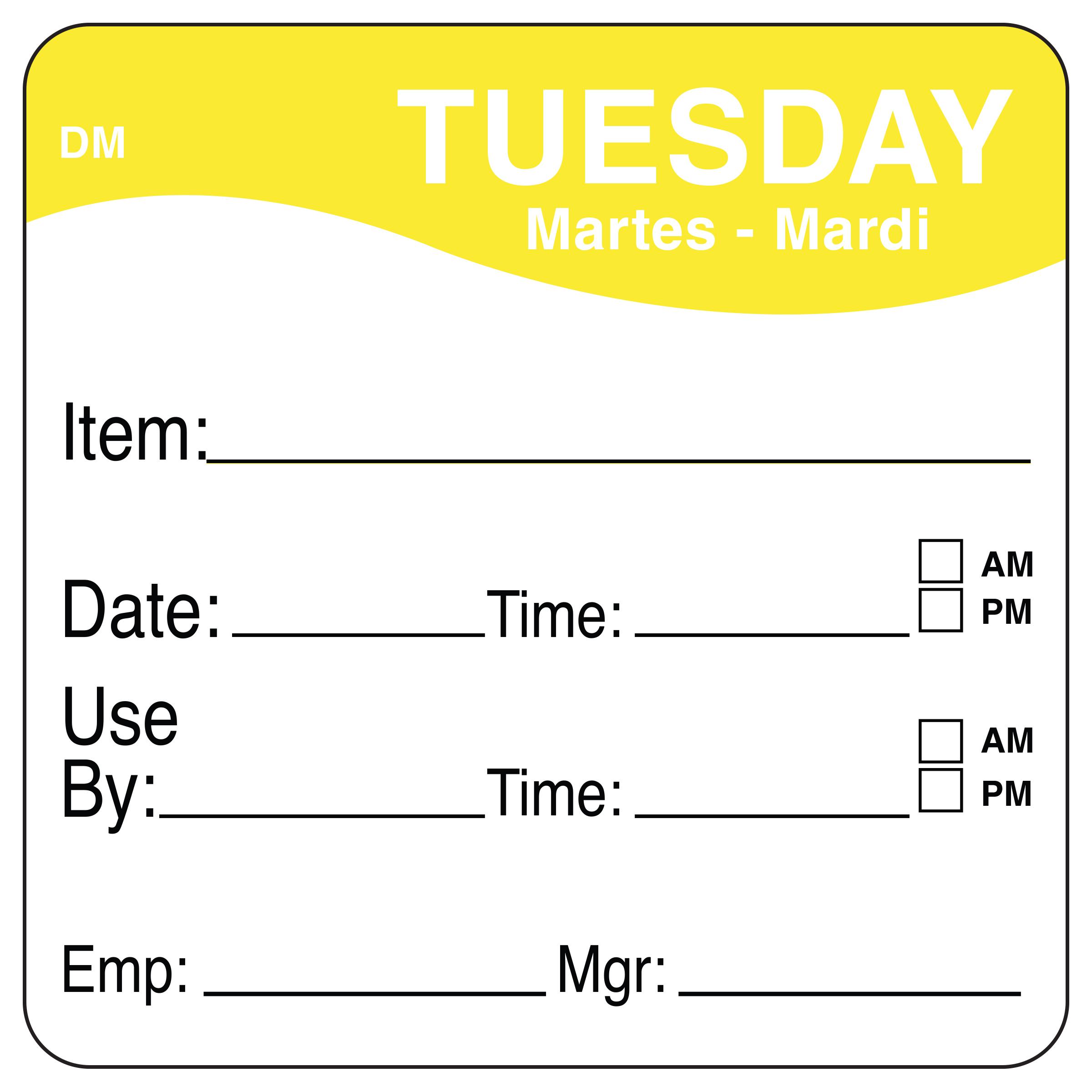 DissolveMark® Tuesday Label 2X2 IN 250/Roll