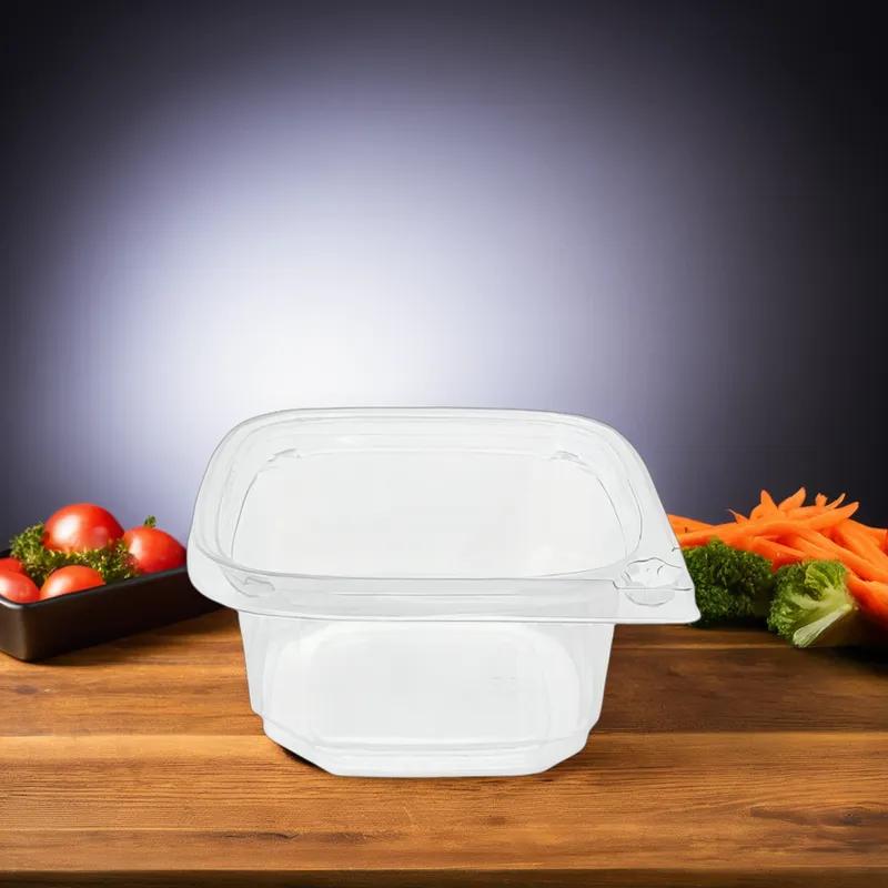 Deli Container Base 12 OZ PET Clear Square Tamper-Evident 500/Case