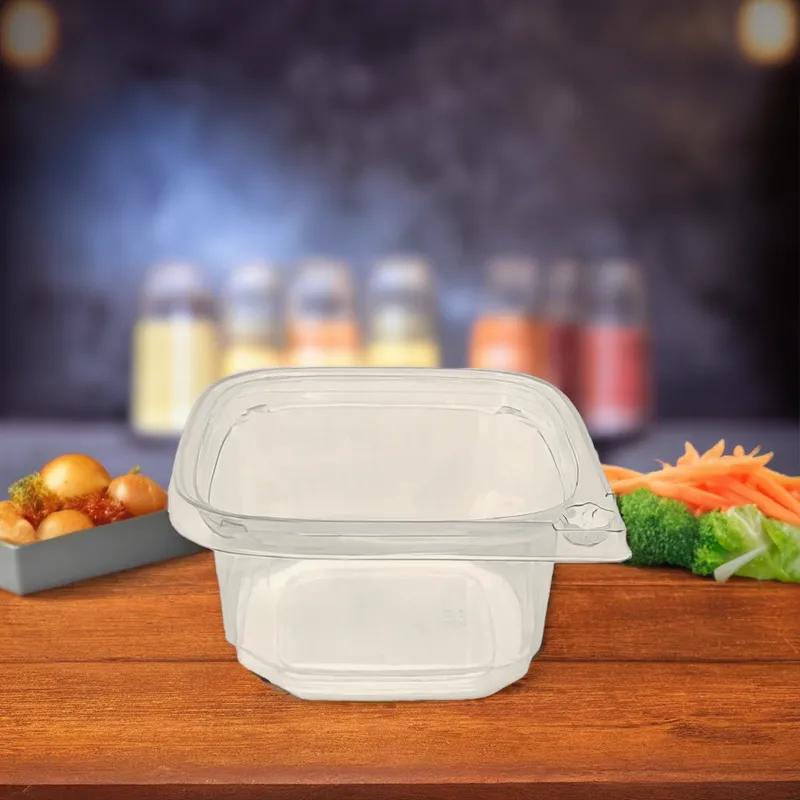 Deli Container Base 12 OZ PET Clear Square Tamper-Evident 500/Case