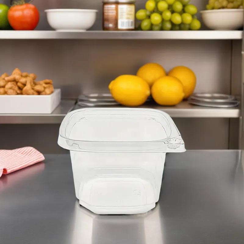Deli Container Base 16 OZ PET Clear Square Tamper-Evident 500/Case