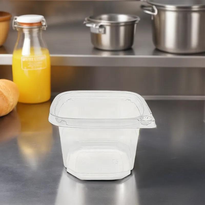 Deli Container Base 16 OZ PET Clear Square Tamper-Evident 500/Case