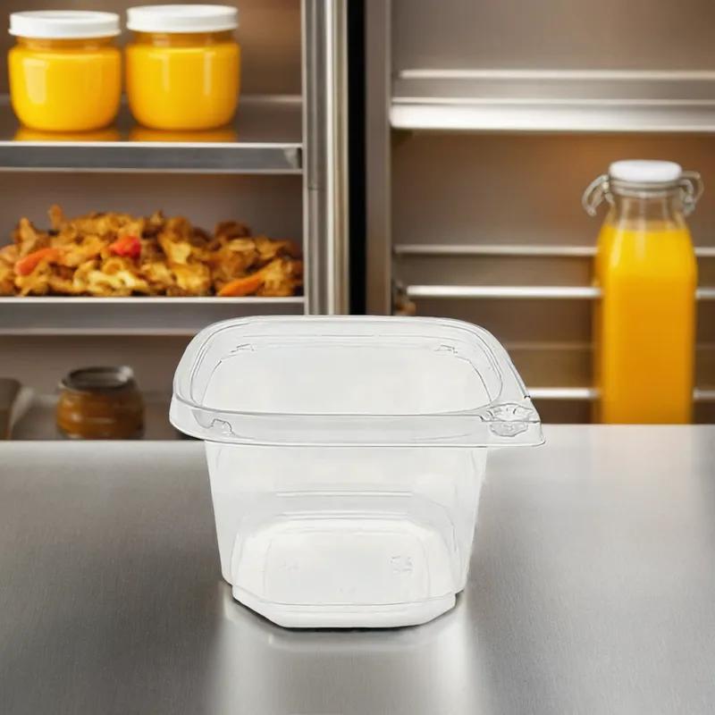 Deli Container Base 16 OZ PET Clear Square Tamper-Evident 500/Case