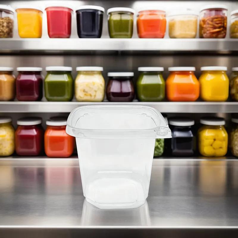 Deli Container Base 24 OZ PET Clear Square Tamper-Evident 500/Case