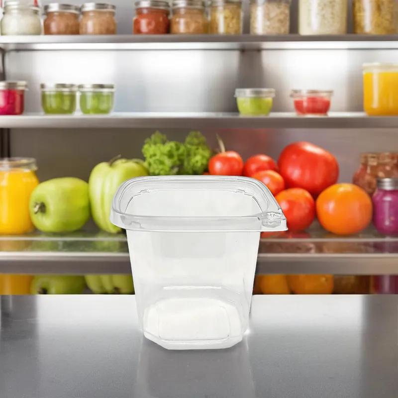 Deli Container Base 24 OZ PET Clear Square Tamper-Evident 500/Case