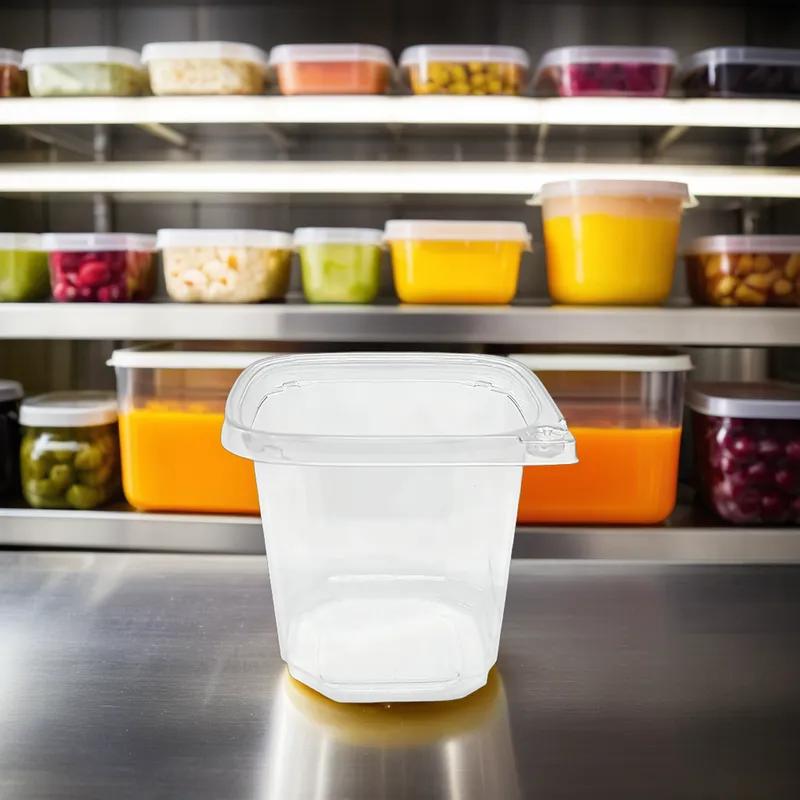 Deli Container Base 24 OZ PET Clear Square Tamper-Evident 500/Case