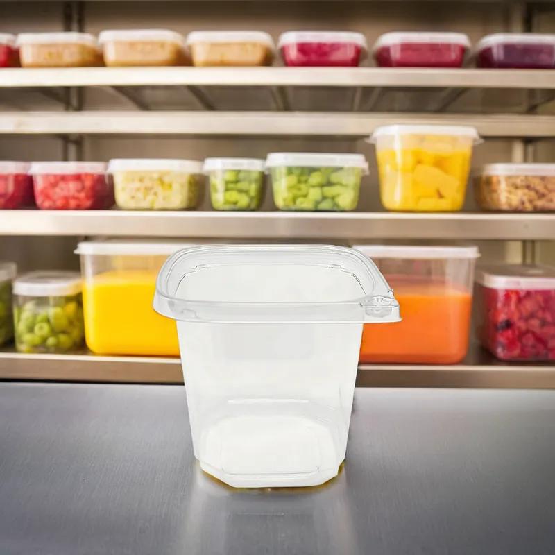 Deli Container Base 24 OZ PET Clear Square Tamper-Evident 500/Case