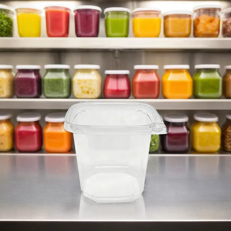 Deli Container Base 24 OZ PET Clear Square Tamper-Evident 500/Case