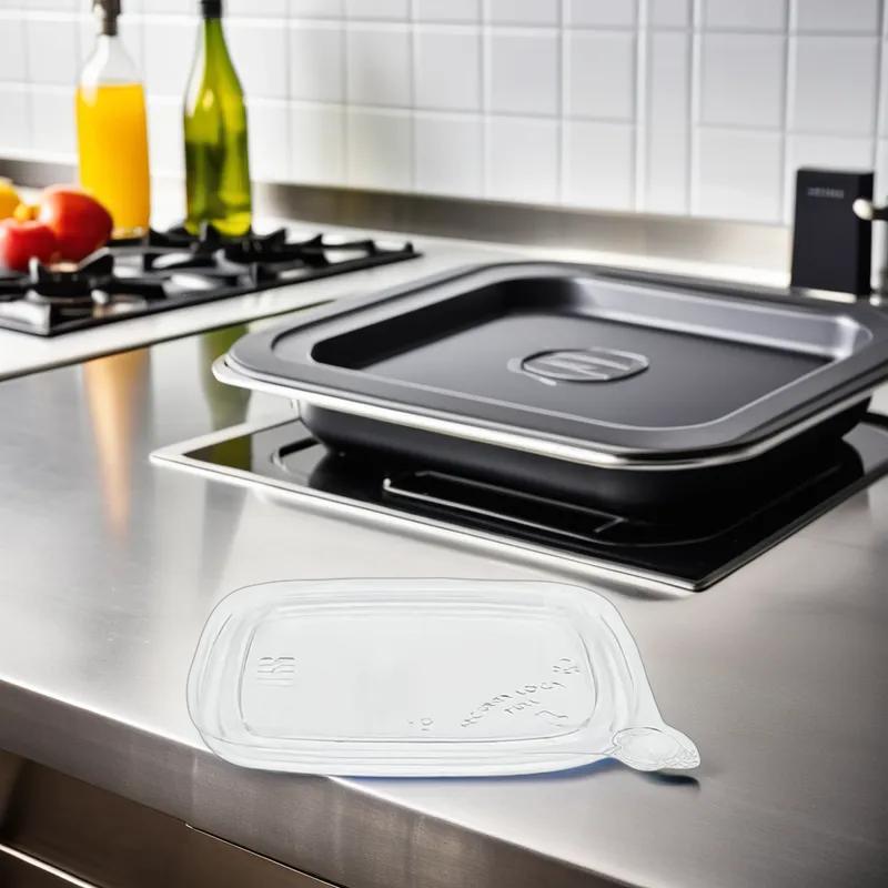 Lid 4.6X4.6X0.3 IN PET Clear Square For 8-32 OZ Deli Container Tamper-Evident 500/Case