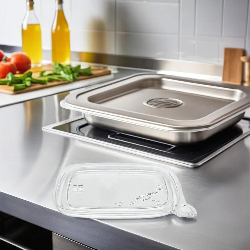 Lid 4.6X4.6X0.3 IN PET Clear Square For 8-32 OZ Deli Container Tamper-Evident 500/Case