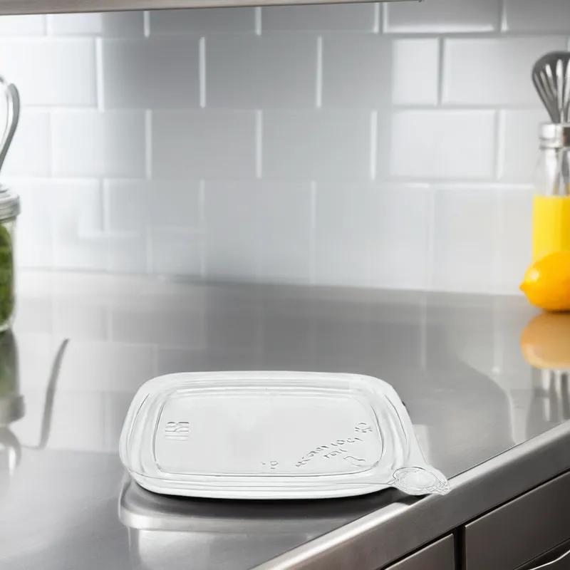 Lid 4.6X4.6X0.3 IN PET Clear Square For 8-32 OZ Deli Container Tamper-Evident 500/Case