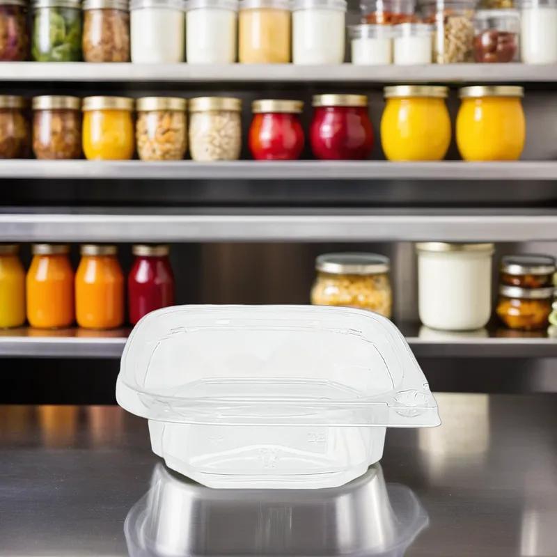 Deli Container Base 8 OZ PET Clear Square Tamper-Evident 500/Case