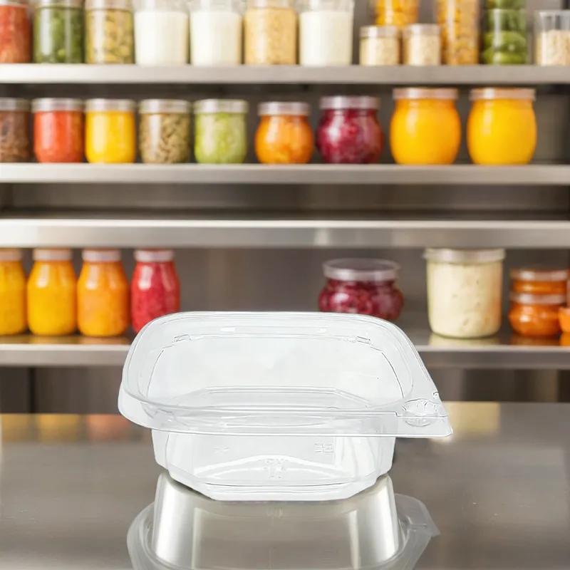 Deli Container Base 8 OZ PET Clear Square Tamper-Evident 500/Case