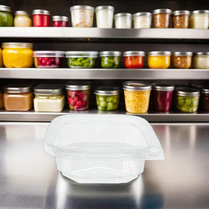 Deli Container Base 8 OZ PET Clear Square Tamper-Evident 500/Case
