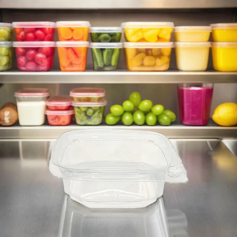 Deli Container Base 8 OZ PET Clear Square Tamper-Evident 500/Case