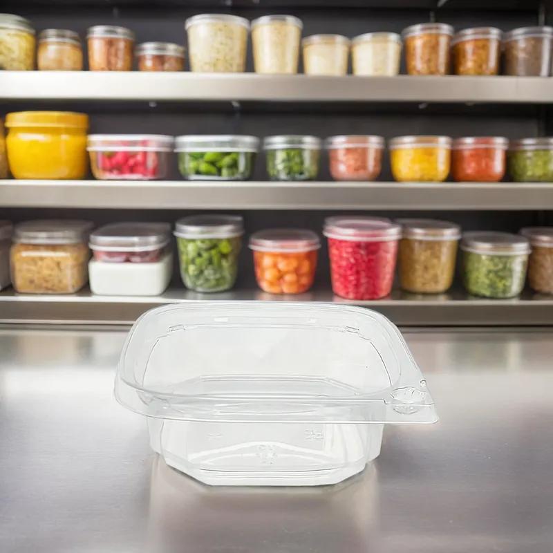 Deli Container Base 8 OZ PET Clear Square Tamper-Evident 500/Case