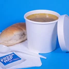 Food Container Base & Lid Combo With Paper Lid 12 OZ Double Sided Poly Paper (DSP) White Vented 250/Case
