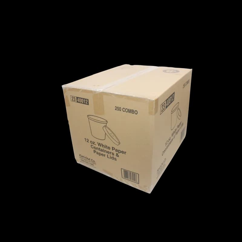 Food Container Base & Lid Combo With Paper Lid 12 OZ Double Sided Poly Paper (DSP) White Vented 250/Case