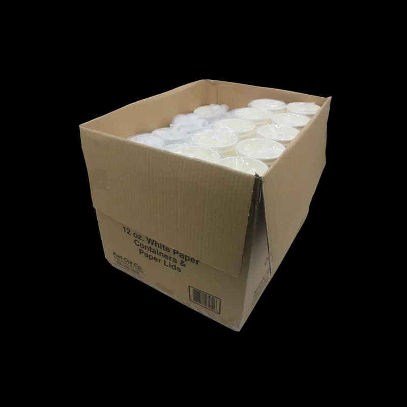 Food Container Base & Lid Combo With Paper Lid 12 OZ Double Sided Poly Paper (DSP) White Vented 250/Case