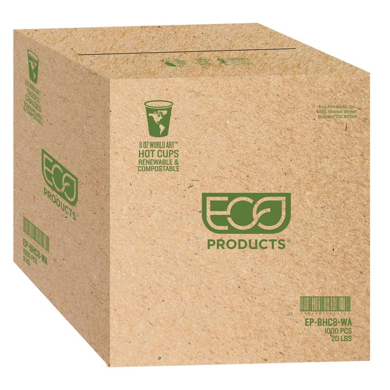 World Art Hot Cup 8 OZ Single Wall Poly-Coated Paper Multicolor 1000/Case