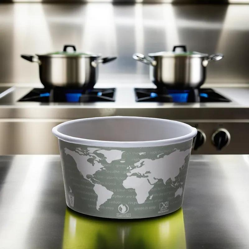 World Art Soup Food Container Base 12 OZ PLA Green Round 500/Case