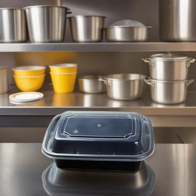 Take-Out Container Base & Lid Combo With Dome Lid 12 OZ Plastic Black Clear Rectangle 150/Case