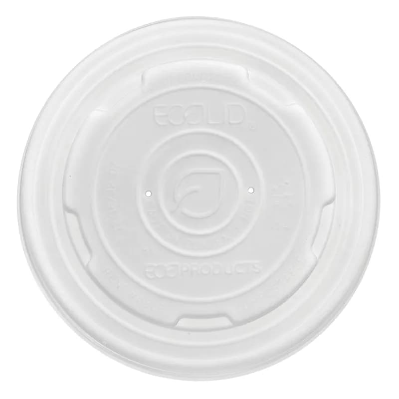 Ecolid® Lid Flat PLA Clear Round For 12-16-32 OZ Soup Cup 500/Case