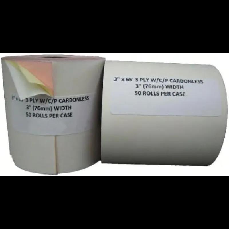 Register Tape 3IN X67FT White Canary Pink 3PLY 50 Rolls/Case