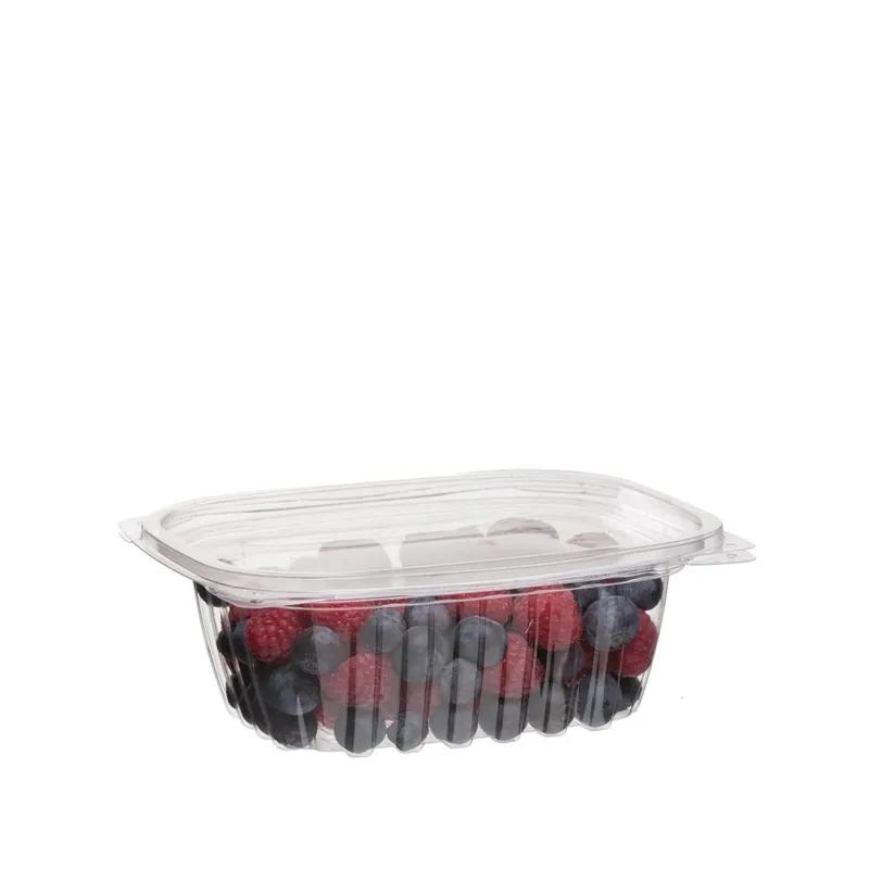 Deli Container Base & Lid Combo With Flat Lid 12 OZ PLA Clear Rectangle 300/Case