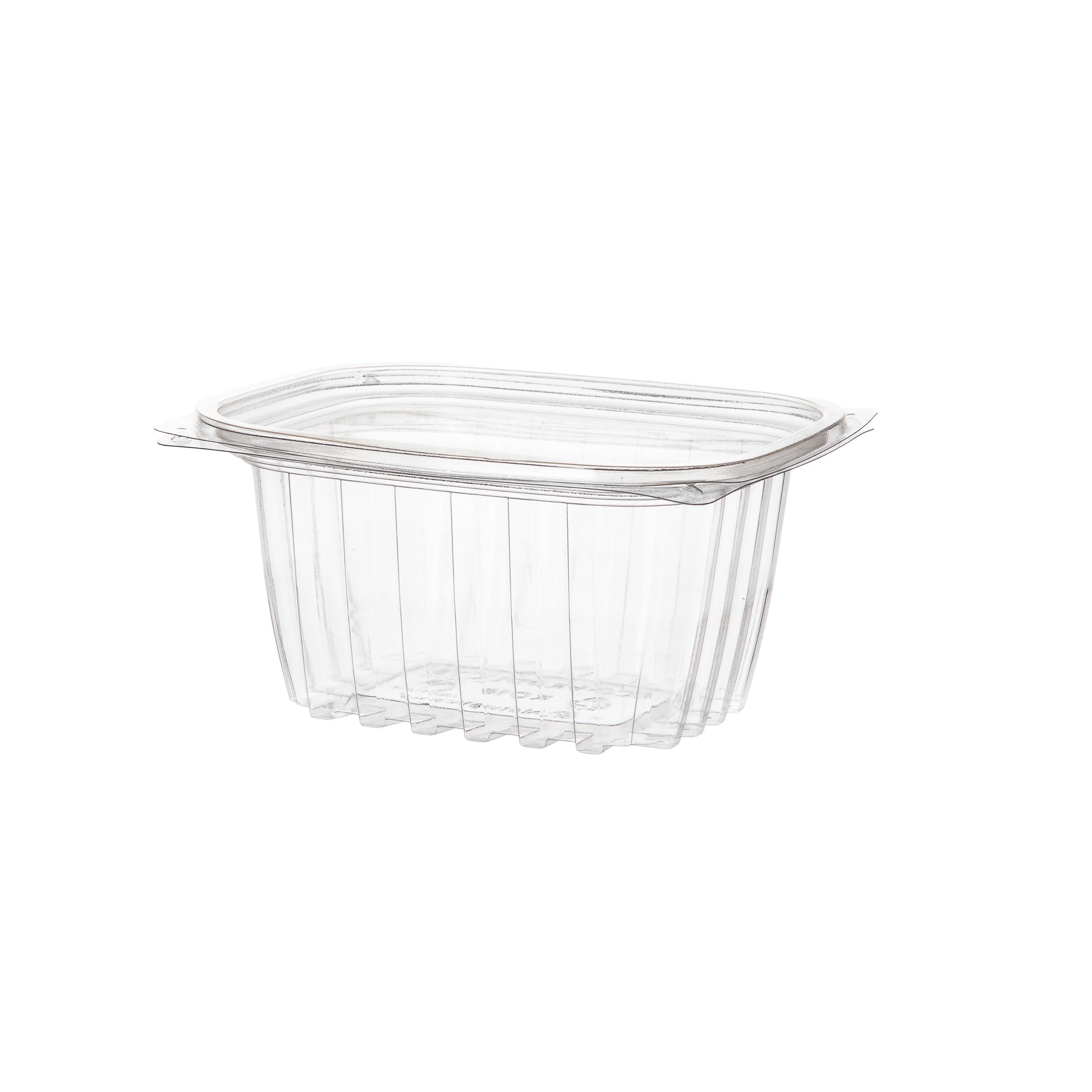 Deli Container Hinged With Flat Lid 16 OZ PLA Clear Rectangle 300/Case