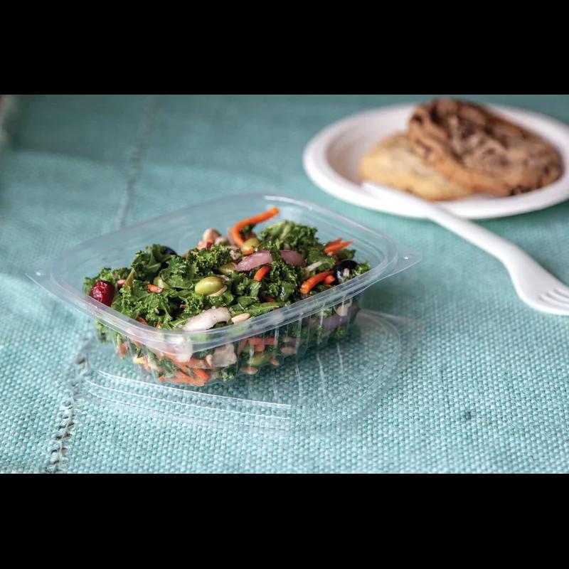 Deli Container Base & Lid Combo With Flat Lid 8 OZ PLA Clear Rectangle 300/Case