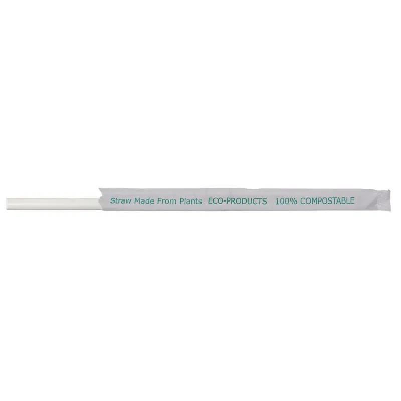 Giant Straw 0.31X9.5 IN PLA Clear Paper Wrapped 4800/Case