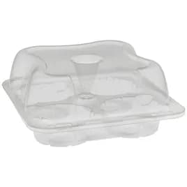 Muffin Cupcake Hinged Container Jumbo 7.5X8X3 IN 4 Compartment PET Clear 300/Case