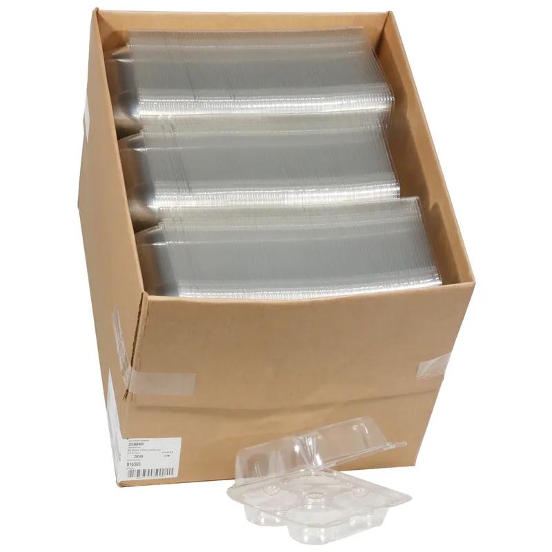 Muffin Cupcake Hinged Container Jumbo 7.5X8X3 IN 4 Compartment PET Clear 300/Case