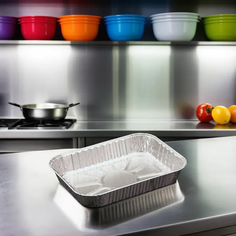 Entree Take-Out Container Base 1.5 LB Foil 125 Count/Pack 8 Packs/Case 1000 Count/Case